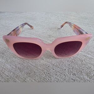 Loveshackfancy Triana 1154 Pink Cat Eye Sunglasses Floral Logo Designer Women